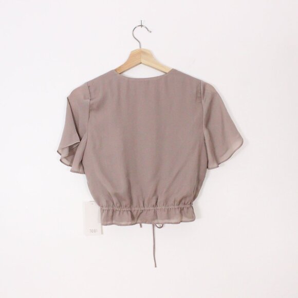 *TOBI Beige Front Tie Crop Top - Picture 6 of 6
